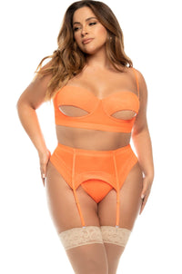 Mapale Colorful Mesh Three Piece Set with Underboob Design in Orange  from SexyShoes.com