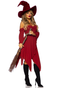 Leg Avenue Cotton Gauze Bell Sleeved Peasant Dress in Burgundy  from SexyShoes.com