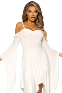 Leg Avenue Cotton Gauze Bell Sleeved Peasant Dress in Ivory 