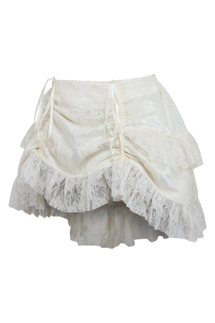 Daisy Corsets Cream Lace Ruched Bustle Skirt in Ivory 