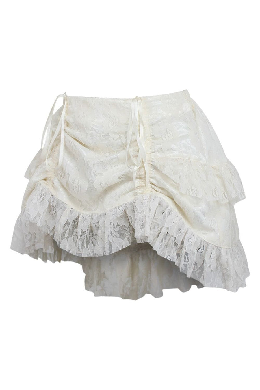Daisy Corsets Cream Lace Ruched Bustle Skirt in Ivory 