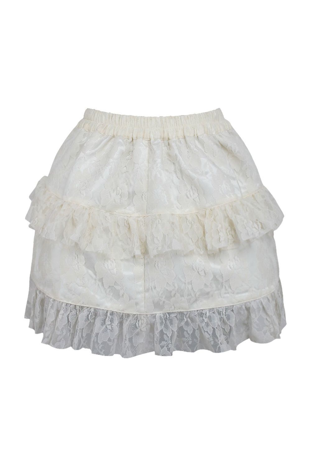 Cream Lace Ruched Bustle Skirt