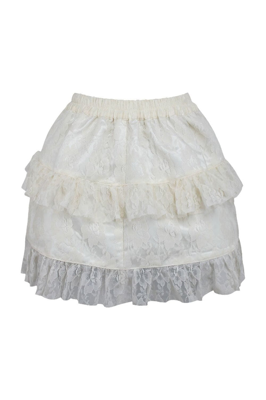 Daisy Corsets Cream Lace Ruched Bustle Skirt in Ivory 