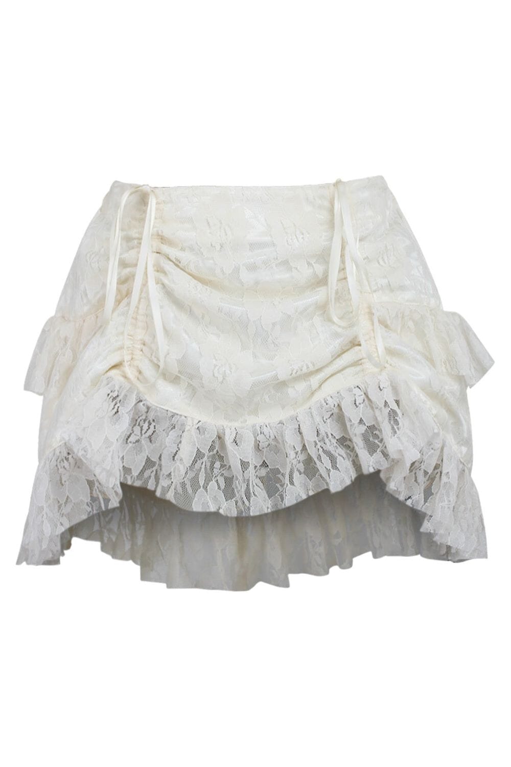 Daisy Corsets Cream Lace Ruched Bustle Skirt in Ivory  from SexyShoes.com