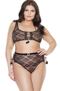 Crop Tank Top And High Waisted Thong Black