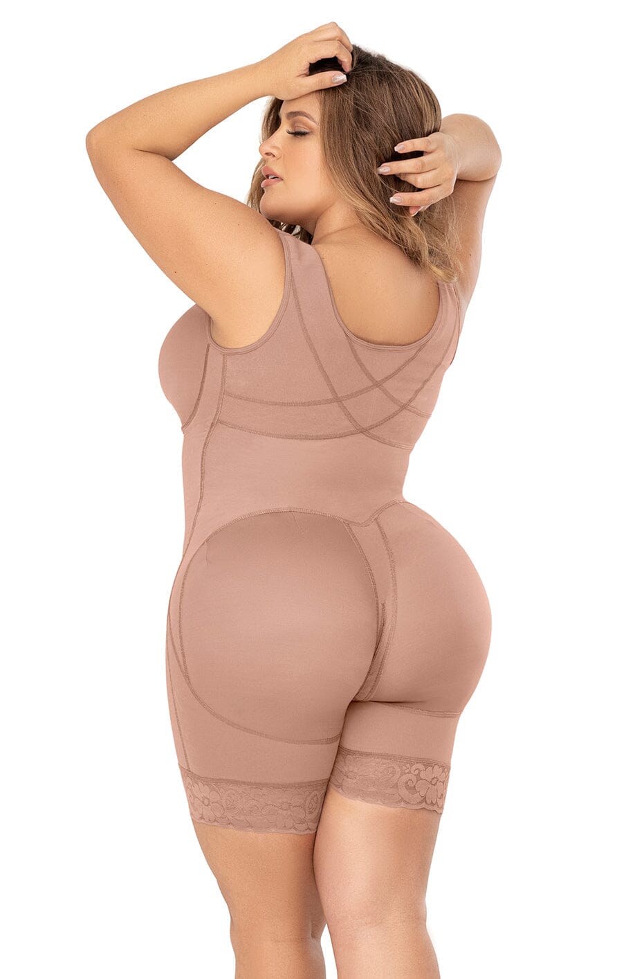 Mapale, Cross Back Support Mid Length Shapewear with Bra