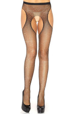 Crystalized Fishnet Suspender Pantyhose