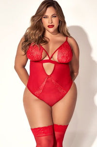 Mapale Cut Outs Bodysuit with Underboob Design in Red  from SexyShoes.com