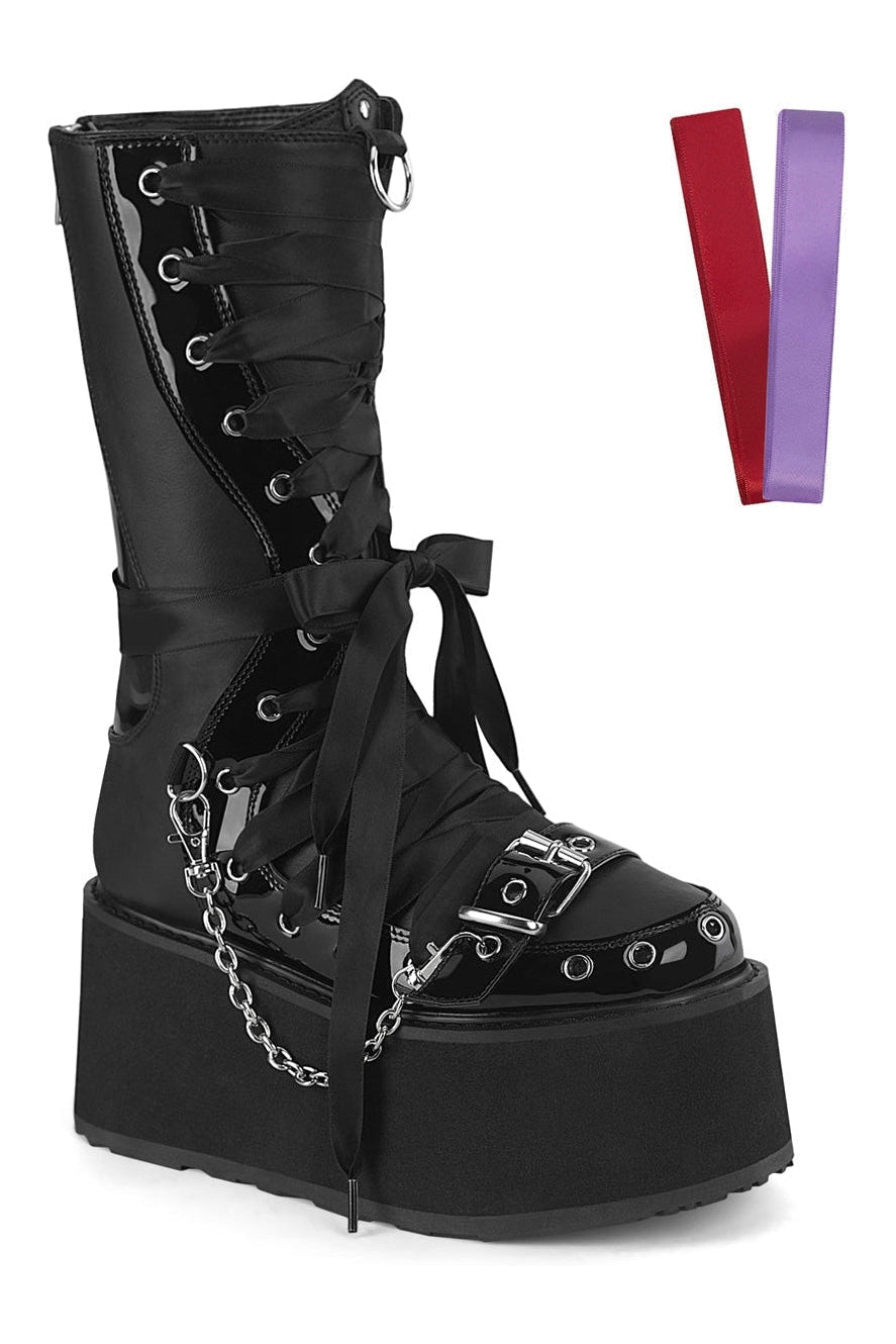 DAMNED-120 Black Vegan Leather Knee boot