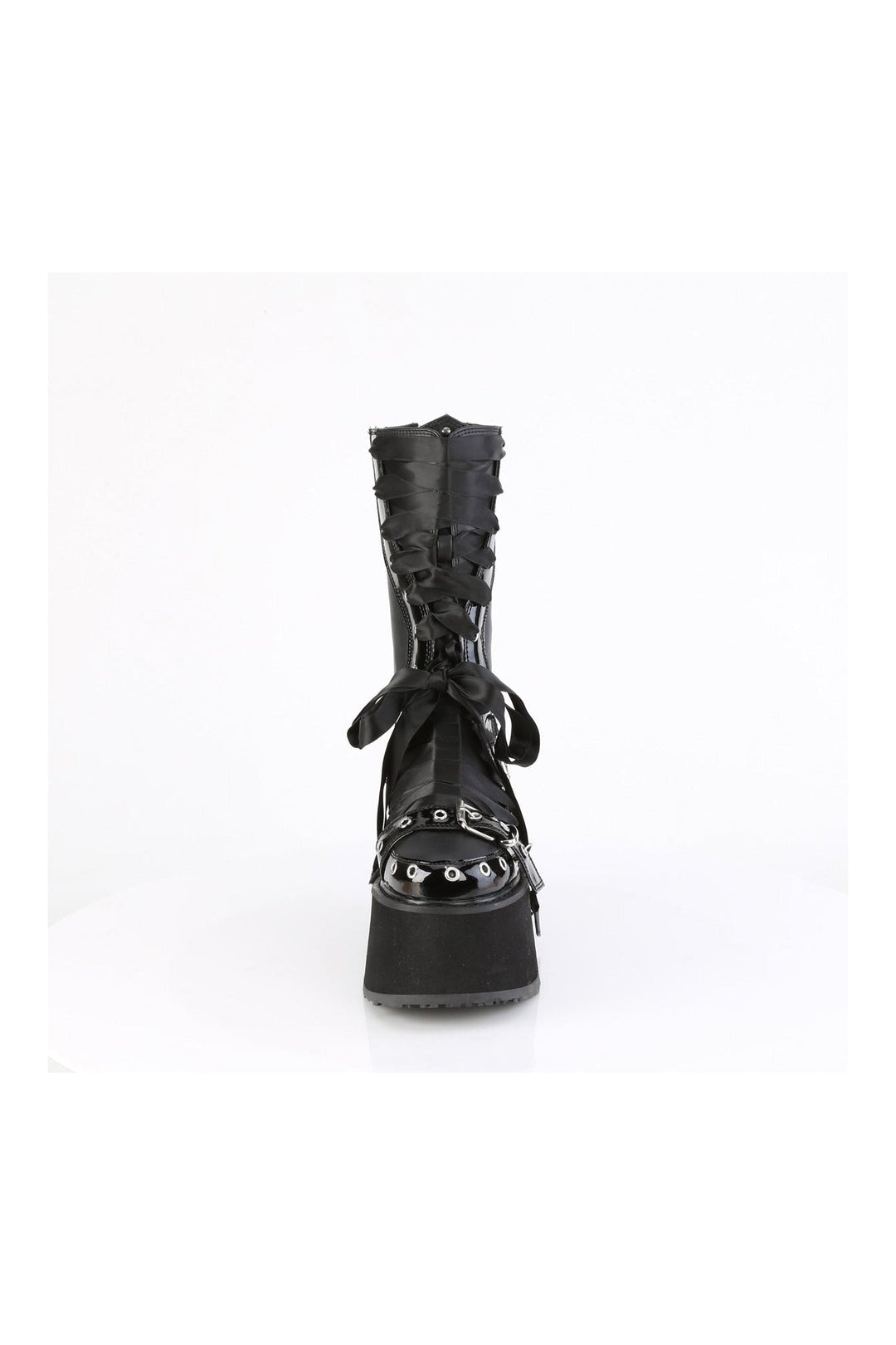 DAMNED-120 Black Vegan Leather Knee boot