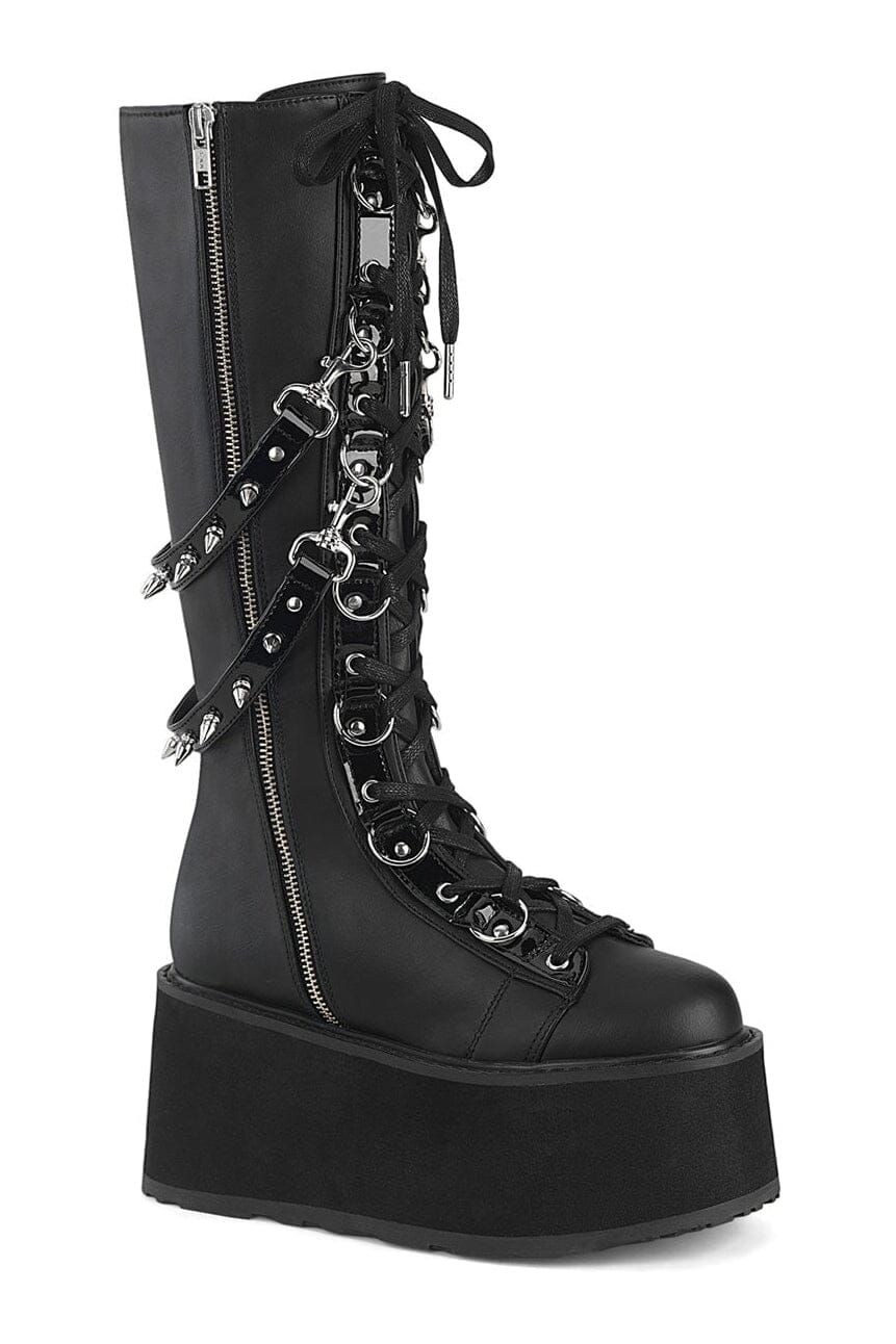 DAMNED-220 Black Vegan Leather Knee Boot