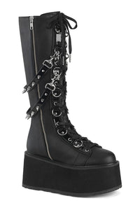 Demonia DAMNED-220 Black Vegan Leather Knee Boot in Black Vegan Leather from SexyShoes.com