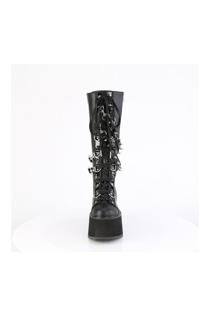 DAMNED-220 Black Vegan Leather Knee Boot