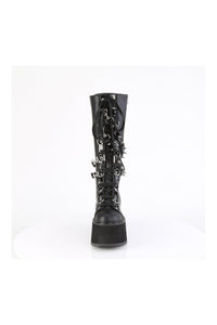 Demonia DAMNED-220 Black Vegan Leather Knee Boot in Black Vegan Leather