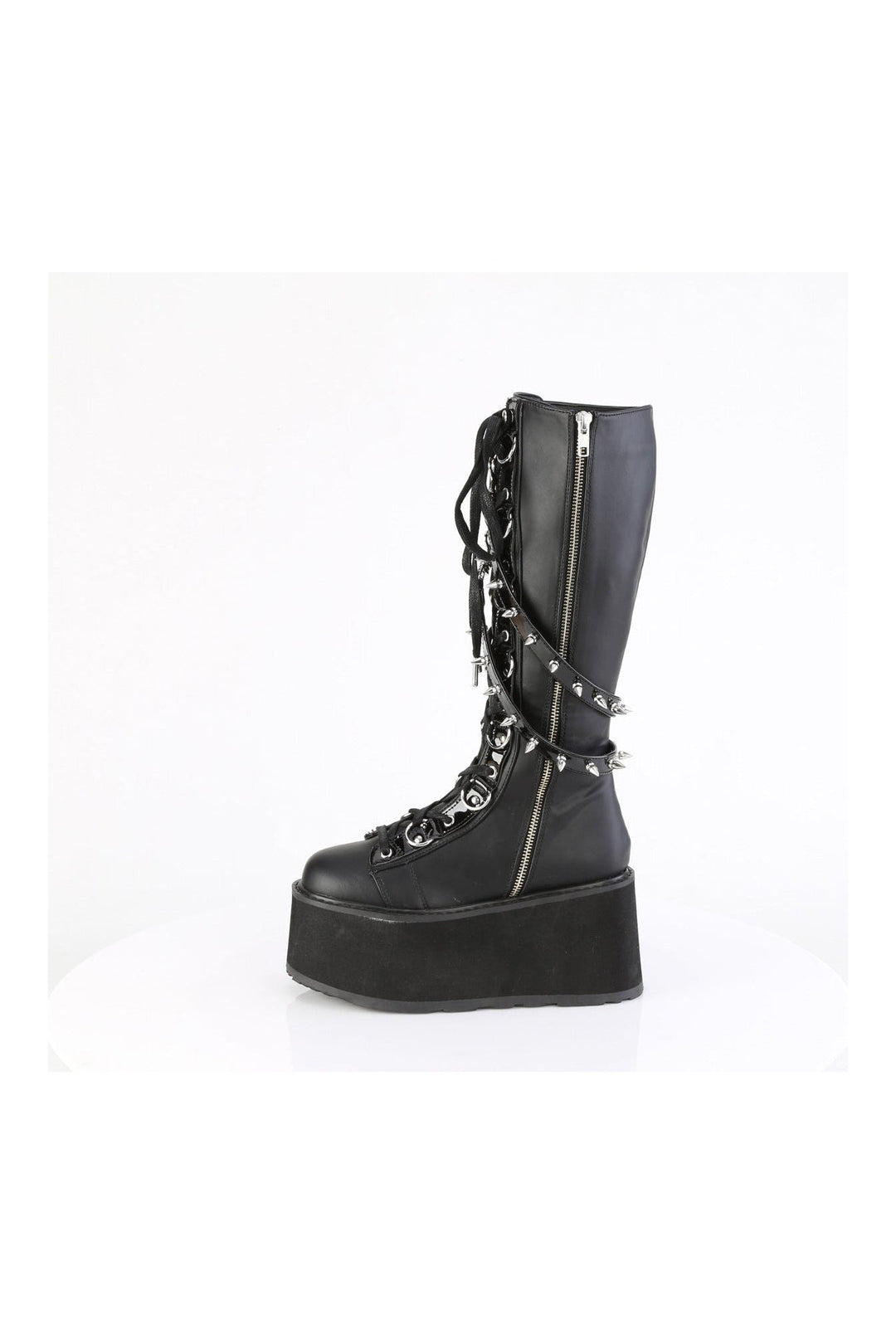 DAMNED-220 Black Vegan Leather Knee Boot
