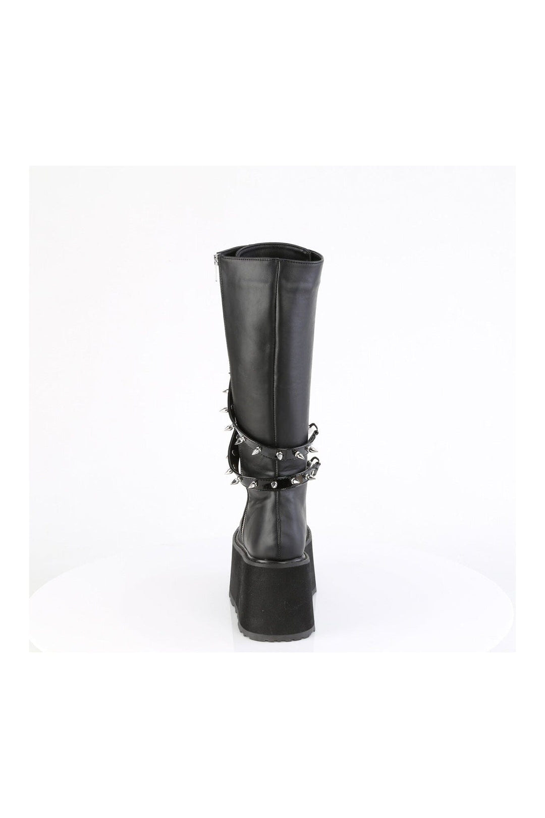 Demonia DAMNED-220 Black Vegan Leather Knee Boot in Black Vegan Leather