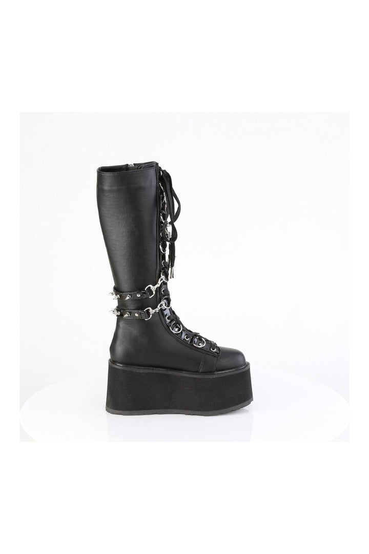 DAMNED-220 Black Vegan Leather Knee Boot