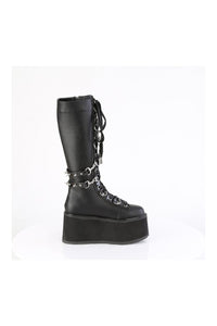 Demonia DAMNED-220 Black Vegan Leather Knee Boot in Black Vegan Leather