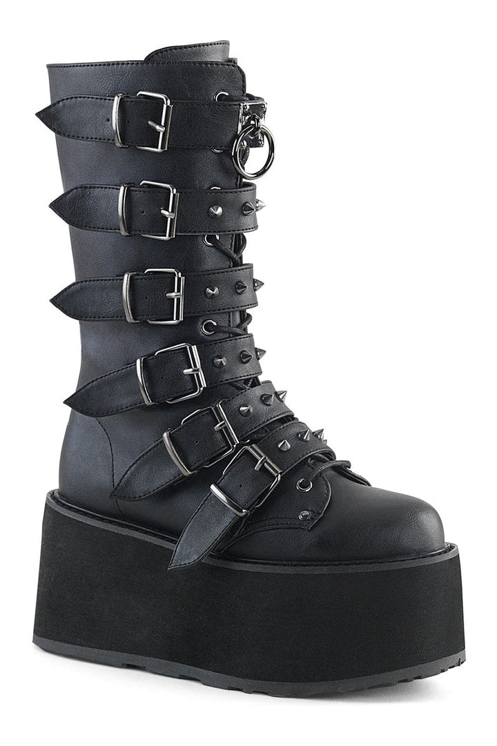 DAMNED-225 Black Vegan Leather Knee boot