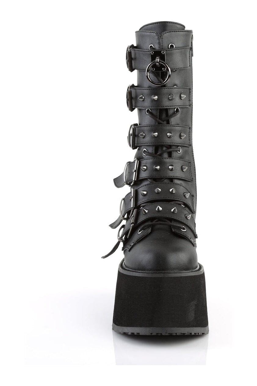 Demonia DAMNED-225 Black Vegan Leather Knee boot in Black Vegan Leather
