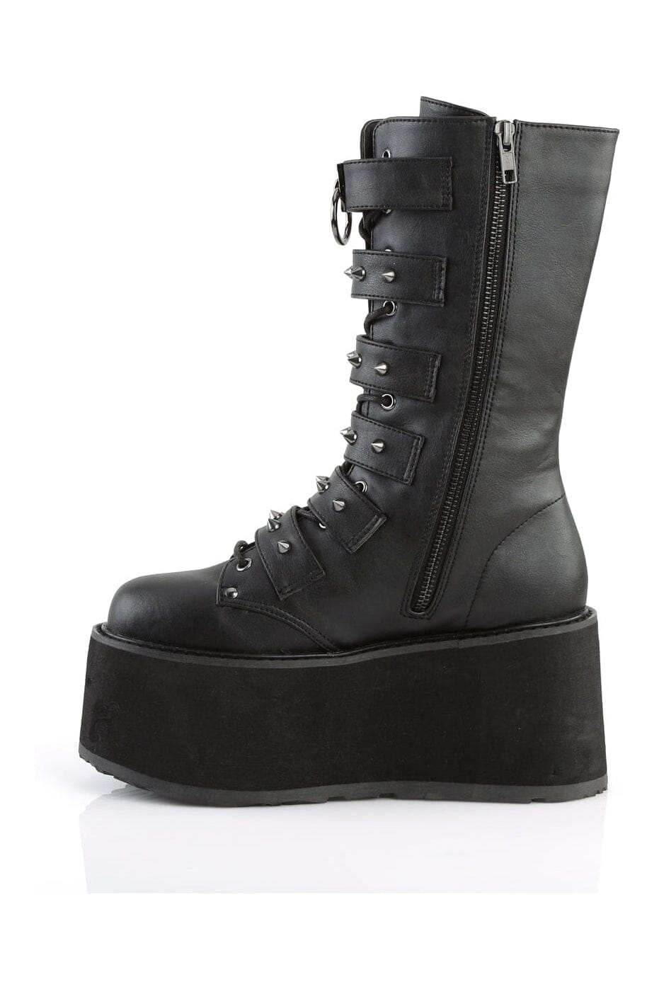 Demonia DAMNED-225 Black Vegan Leather Knee boot in Black Vegan Leather
