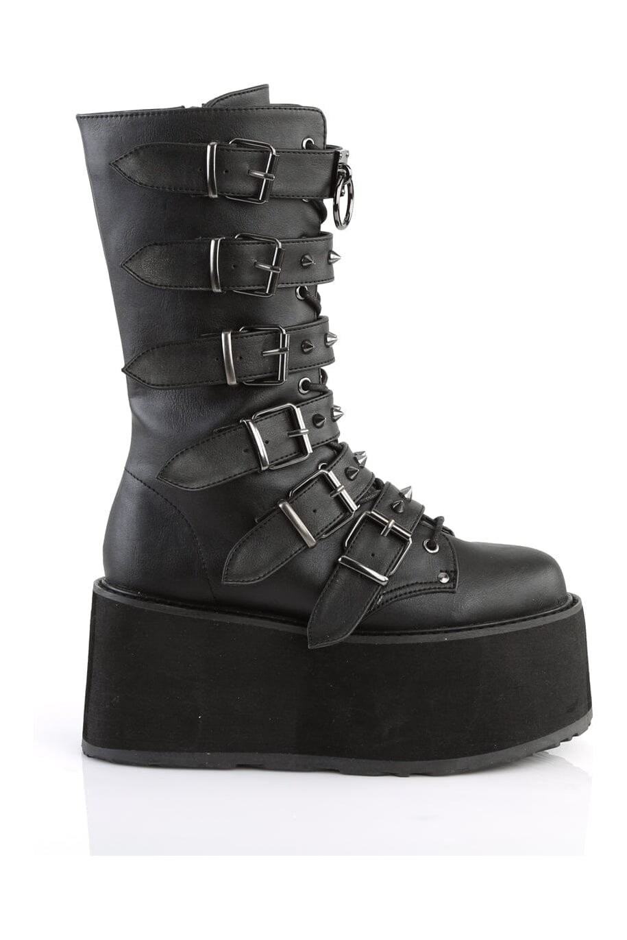 Demonia DAMNED-225 Black Vegan Leather Knee boot in Black Vegan Leather