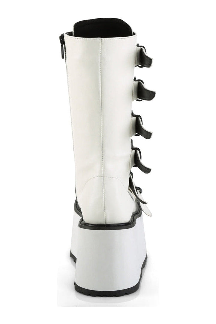 DAMNED-225 White Vegan Leather Knee boot
