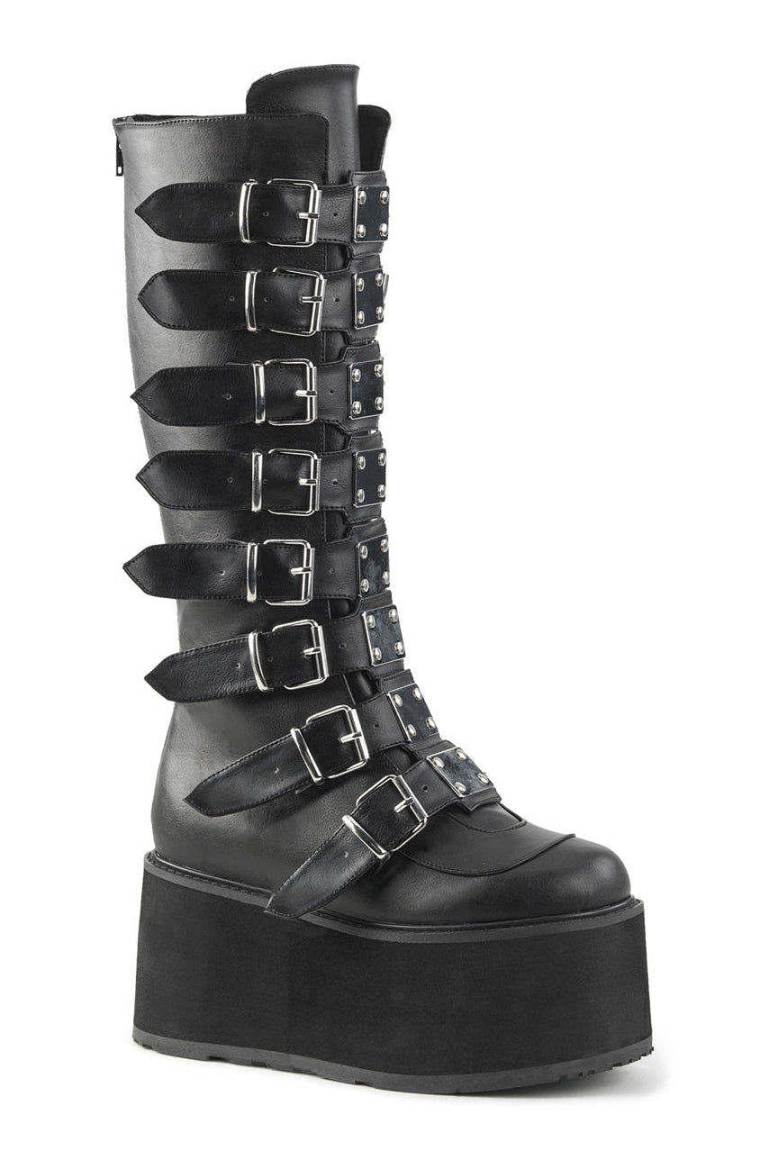 DAMNED-318 Black Vegan Leather Knee Boot