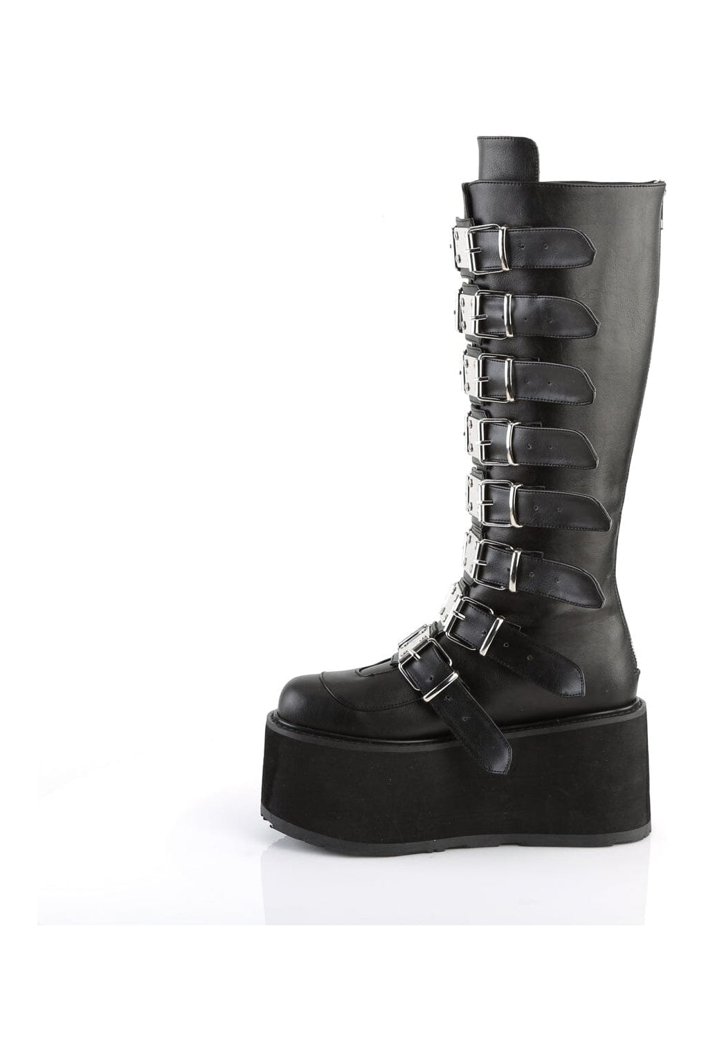 Demonia DAMNED-318 Black Vegan Leather Knee Boot in Black Vegan Leather