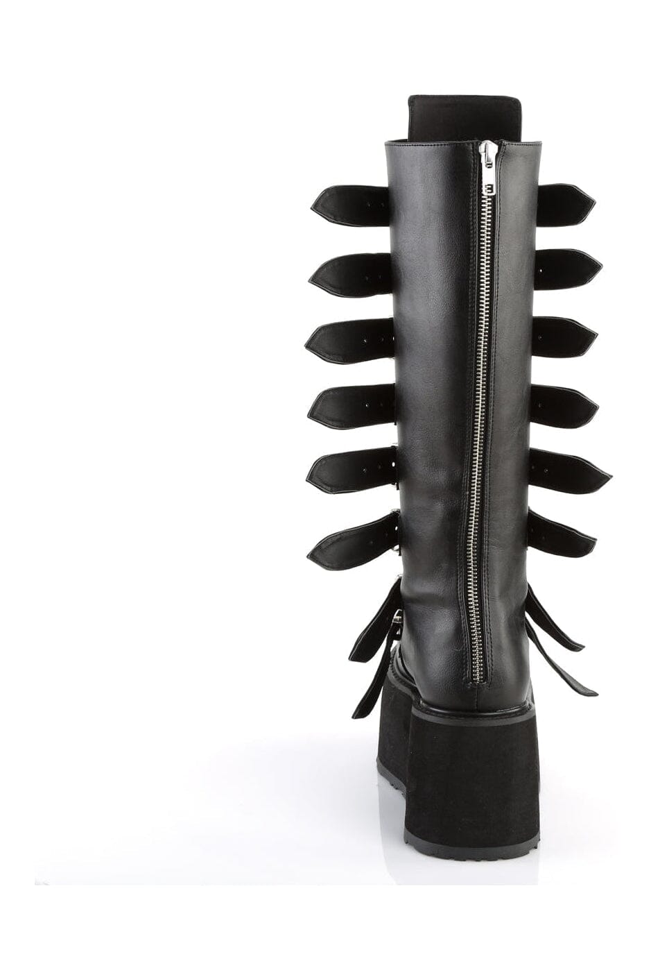 Demonia DAMNED-318 Black Vegan Leather Knee Boot in Black Vegan Leather