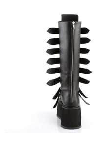 Demonia DAMNED-318 Black Vegan Leather Knee Boot in Black Vegan Leather