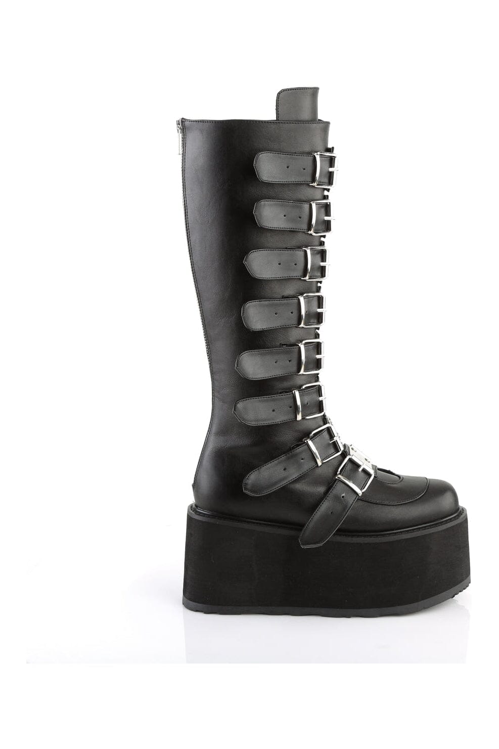 Demonia DAMNED-318 Black Vegan Leather Knee Boot in Black Vegan Leather