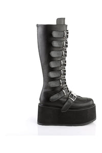 Demonia DAMNED-318 Black Vegan Leather Knee Boot in Black Vegan Leather