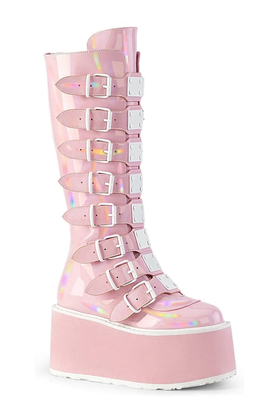 Demonia DAMNED-318 Pink Hologram Knee boot in Pink Hologram from SexyShoes.com