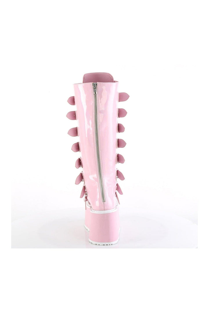 DAMNED-318 Pink Hologram Knee boot
