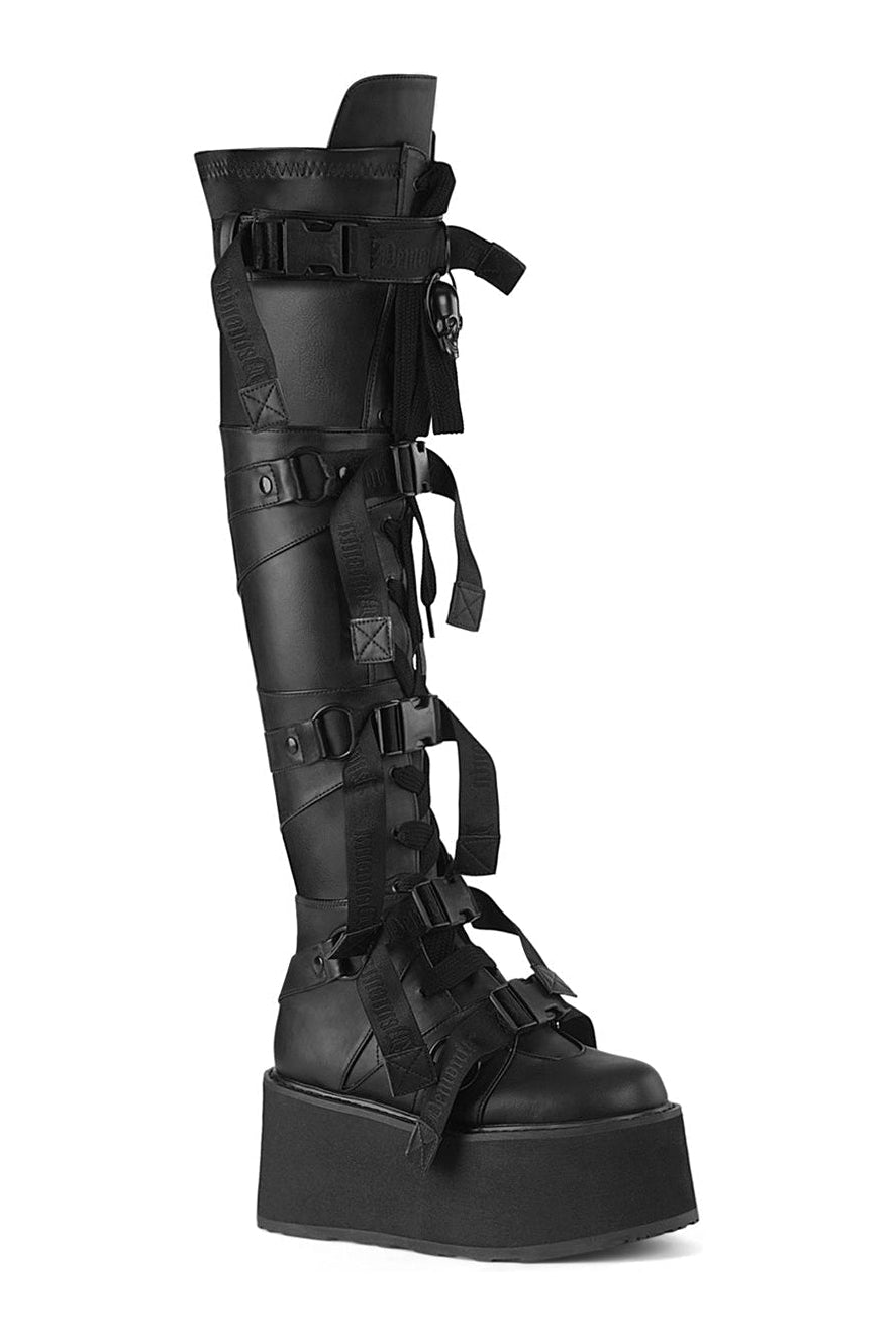 DAMNED-325 Black Vegan Leather Thigh Boot