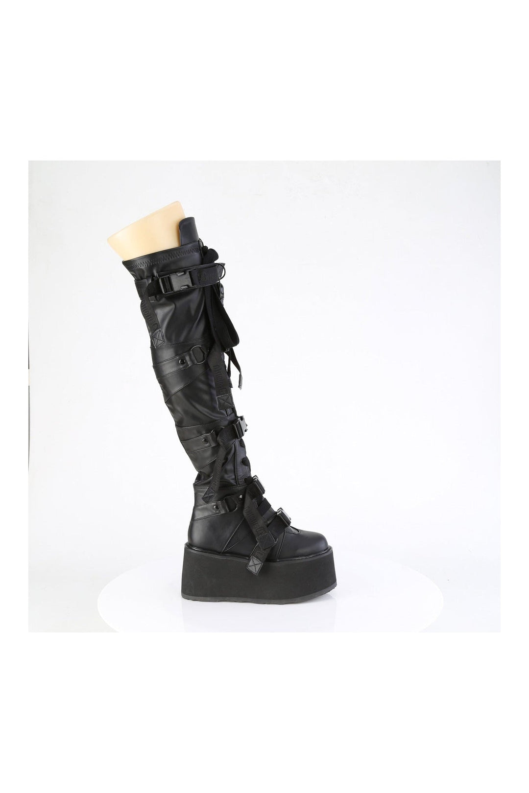 DAMNED-325 Black Vegan Leather Thigh Boot