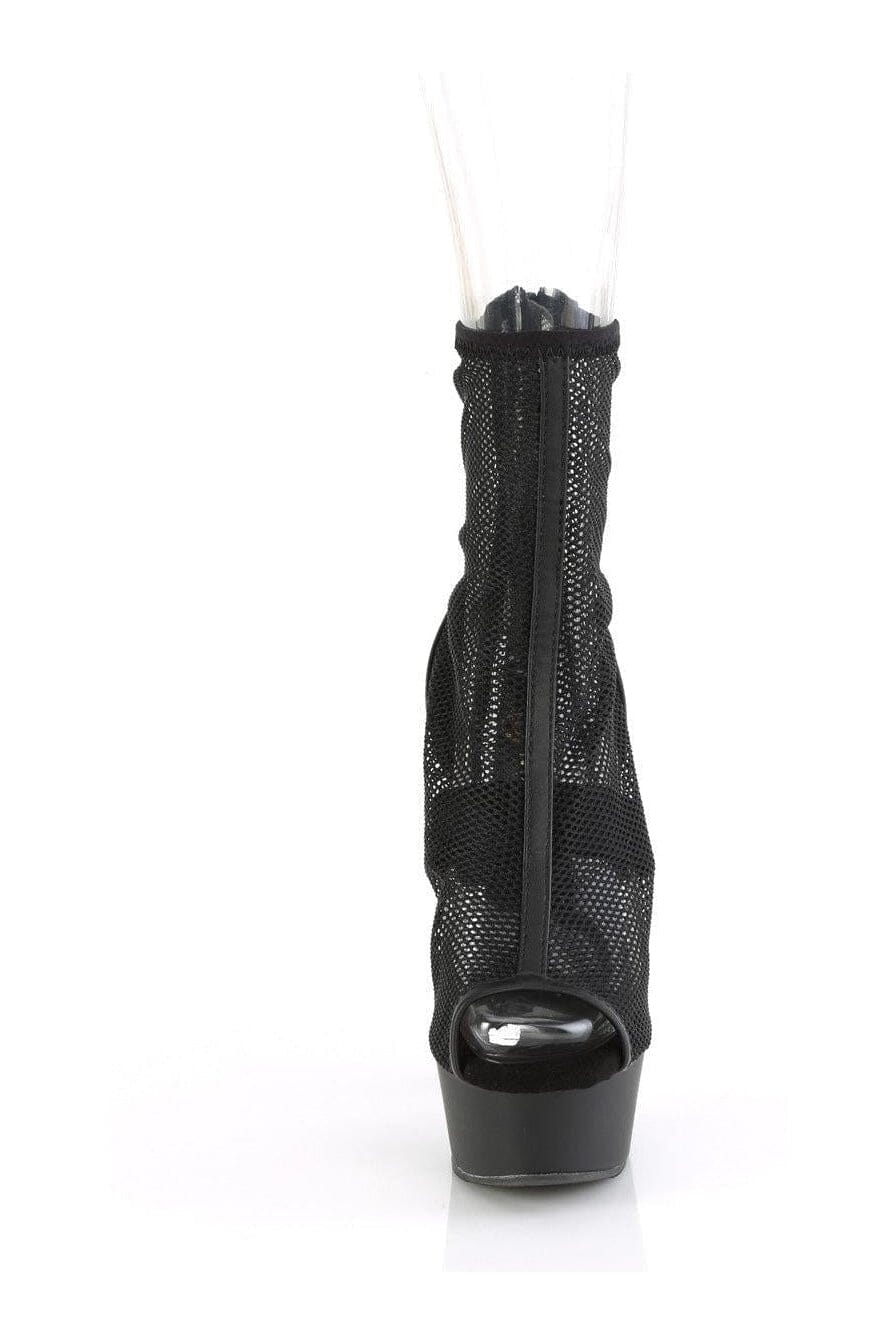Pleaser DELIGHT-1006 Black Faux Leather Ankle Boot in Black Faux Leather