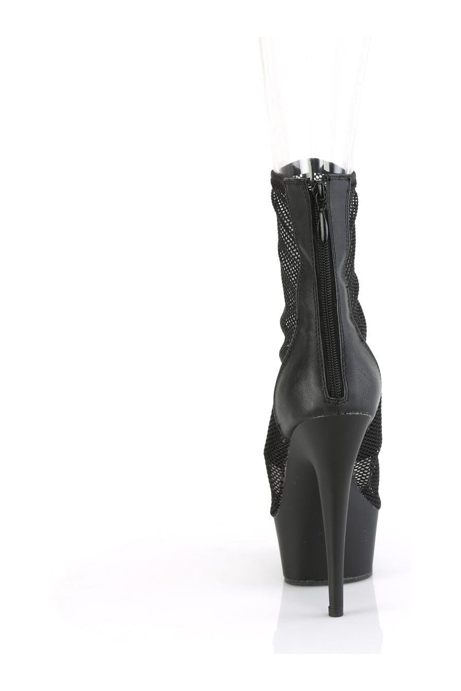 Pleaser DELIGHT-1006 Black Faux Leather Ankle Boot in Black Faux Leather