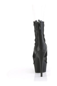 Pleaser DELIGHT-1006 Black Faux Leather Ankle Boot in Black Faux Leather