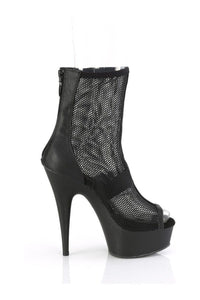 Pleaser DELIGHT-1006 Black Faux Leather Ankle Boot in Black Faux Leather