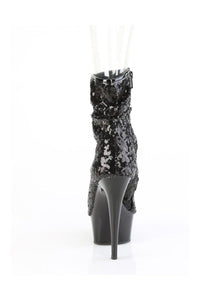 Pleaser DELIGHT-1008SQ Black Sequins Ankle Boot in Black Sequins