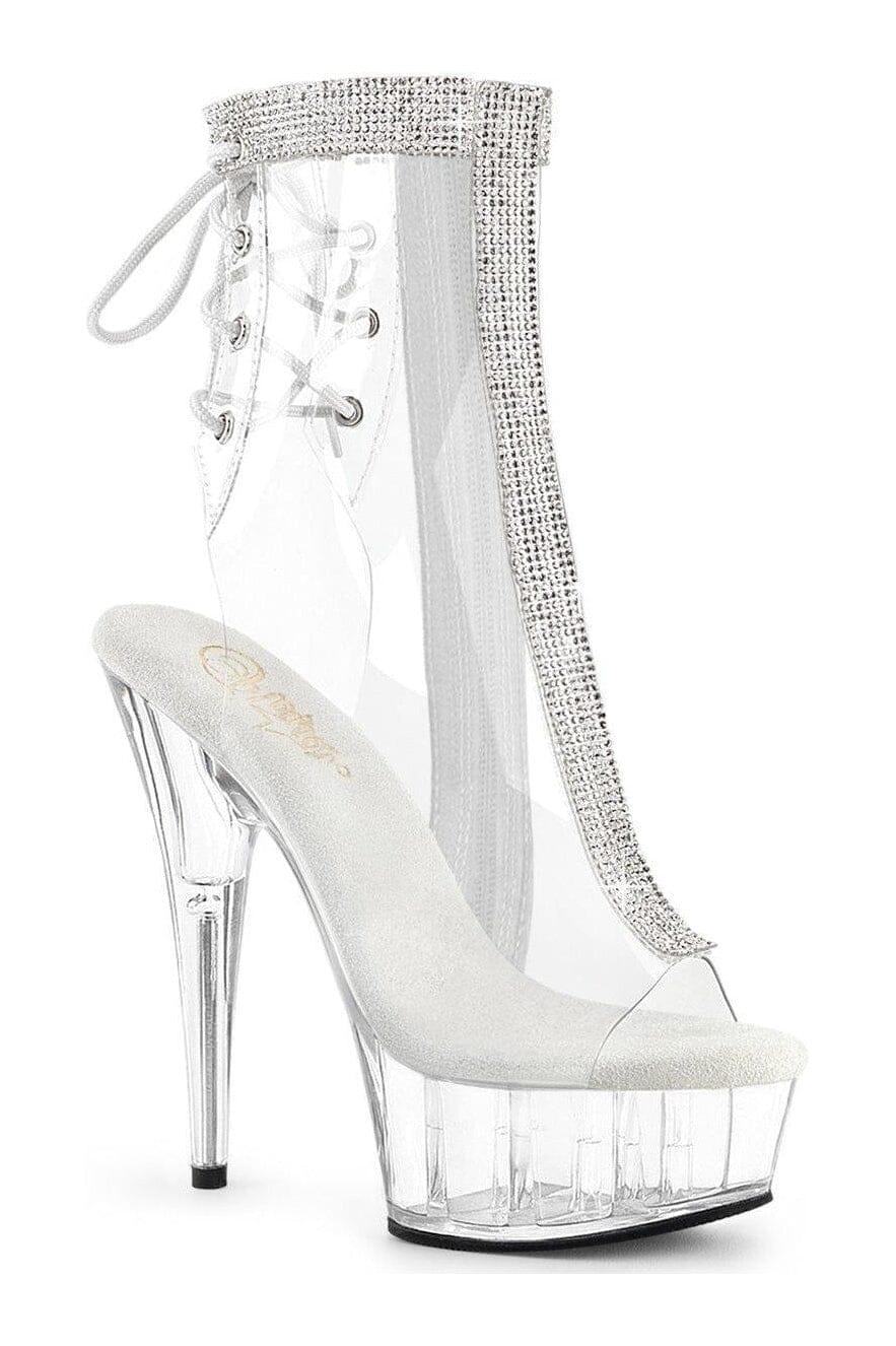 Pleaser DELIGHT-1018C-2RS Clear Vinyl Ankle Boot in Clear Vinyl from SexyShoes.com