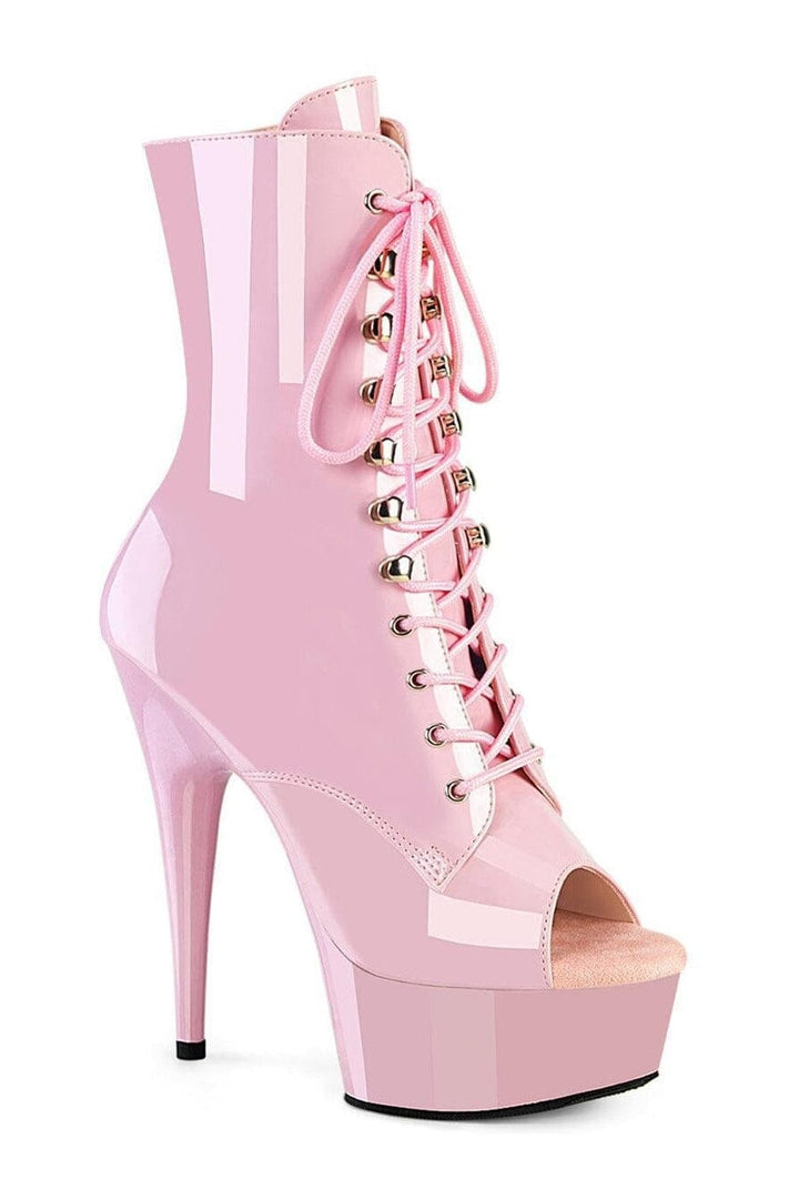 DELIGHT-1021 Pink Patent Ankle Boot
