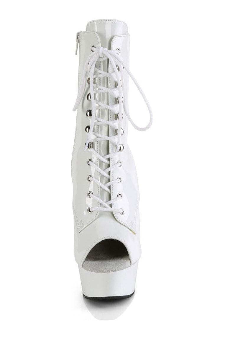 Pleaser DELIGHT-1021 White Patent Ankle Boot in White Patent