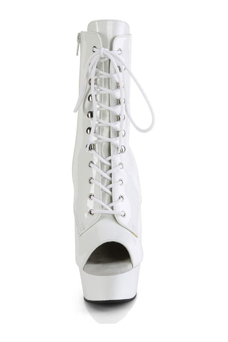 DELIGHT-1021 White Patent Ankle Boot