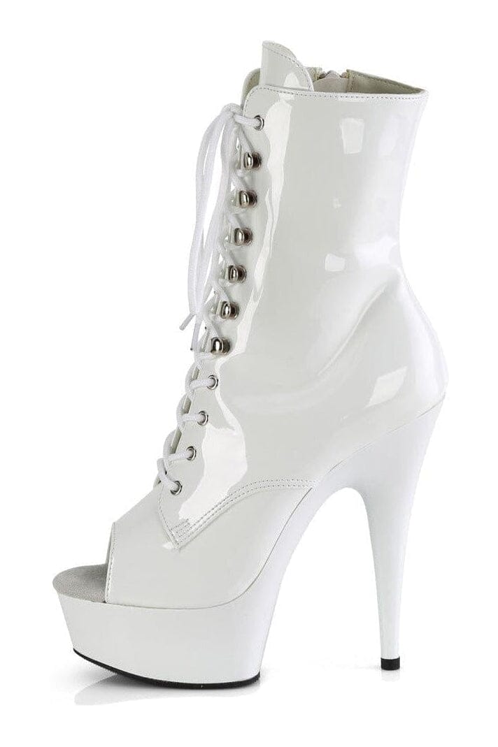 Pleaser DELIGHT-1021 White Patent Ankle Boot in White Patent