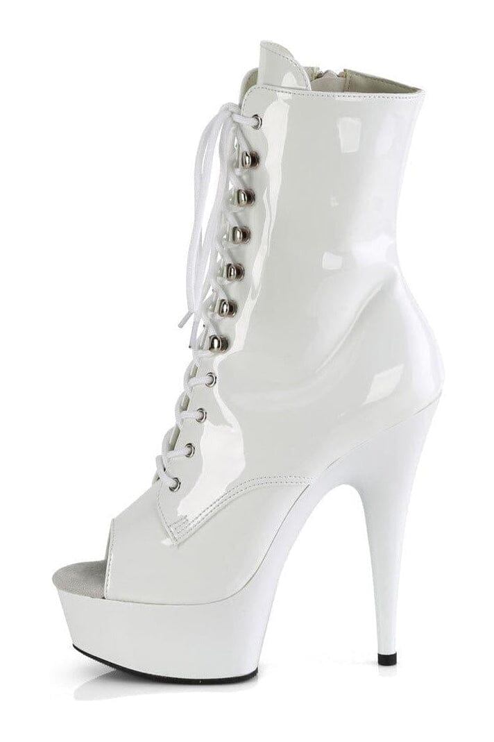DELIGHT-1021 White Patent Ankle Boot