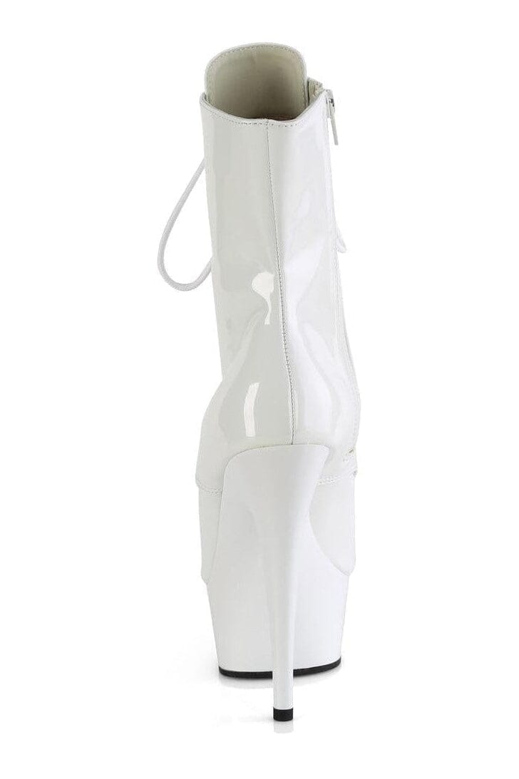 DELIGHT-1021 White Patent Ankle Boot