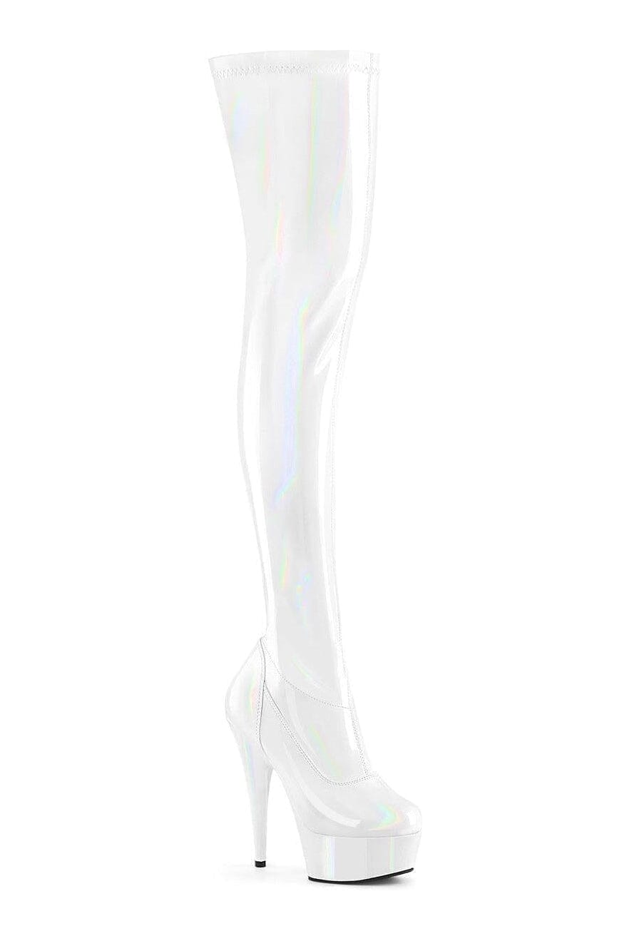 DELIGHT-3000HWR White Patent Thigh Boot